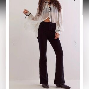 Free People We the Free Black Jayde Corduroy High Rise Flare Pants